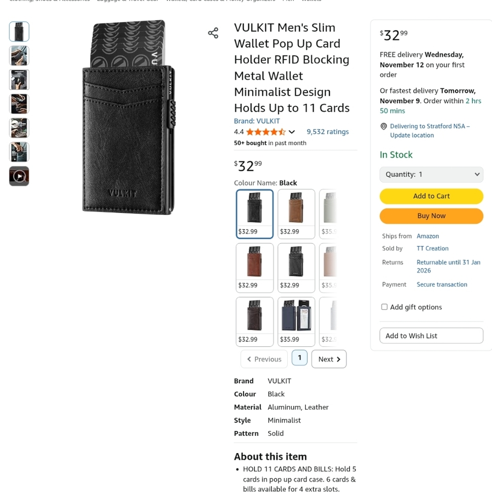BNIB Vulkit Leather RIFT Blocking Wallet